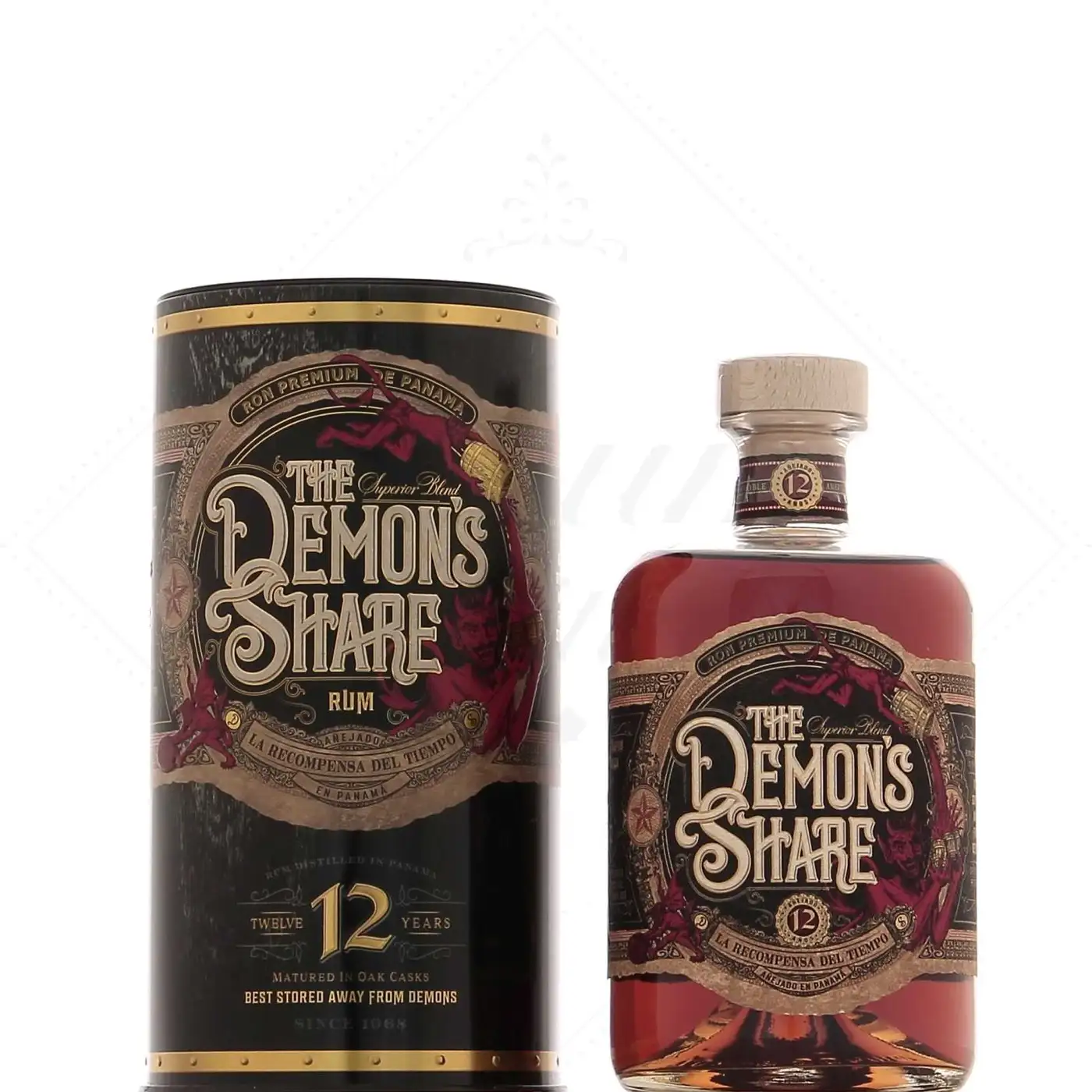 Image of the front of the bottle of the rum The Demon’s Share