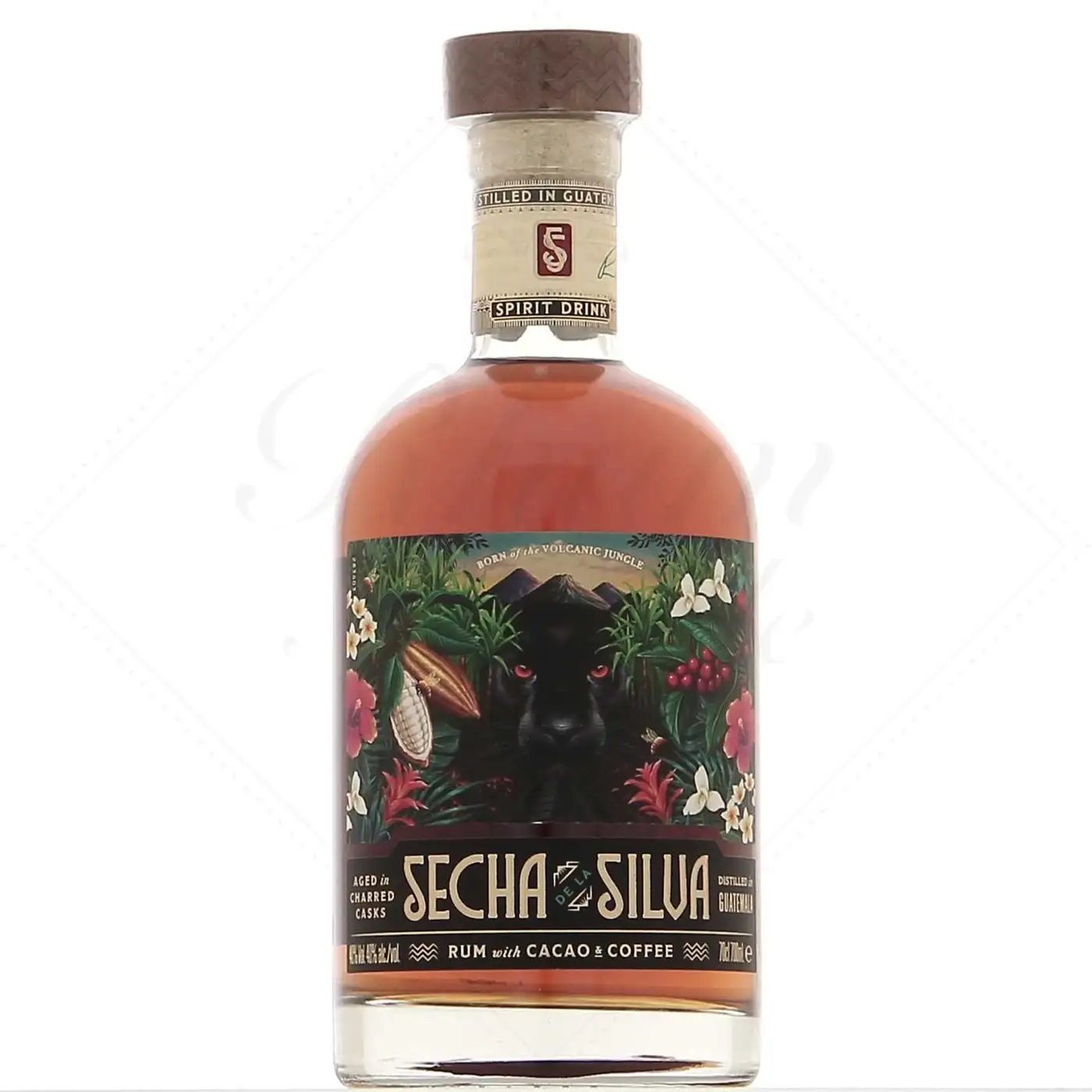 Image of the front of the bottle of the rum Secha de la Silva