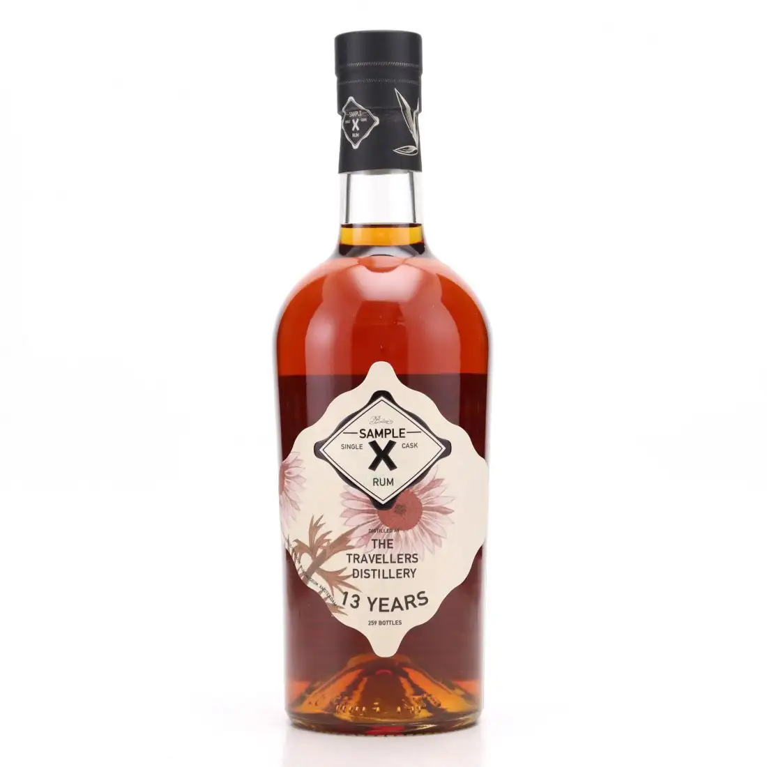 Image of the front of the bottle of the rum Sample X The Travellers Distillery