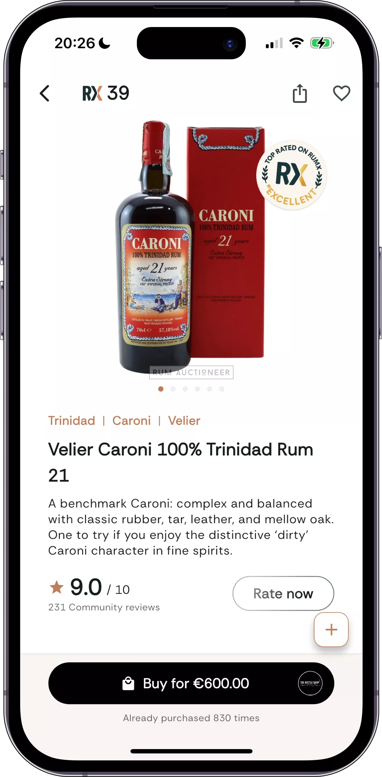 Screenshot of the iOS mobile app